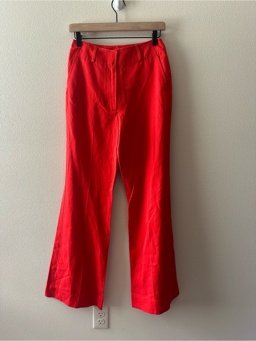 NWOT Apiece Apart Adi Wide Leg Trouser tiger lily red orange linen blend size 0 - Picture 8 of 9